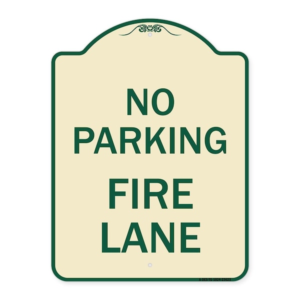 Signmission No Parking Fire Lane W/ Striped Border Heavy-Gauge Aluminum Sign, 24" x 18", TG-1824-23623 A-DES-TG-1824-23623 - main